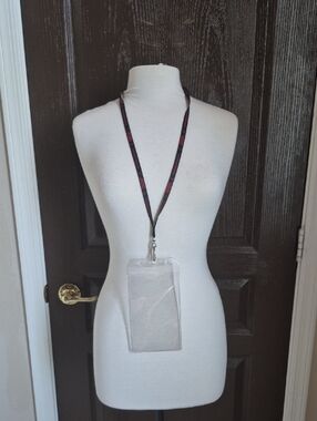 Clear ID Badge Lanyard with Black & Red Strap